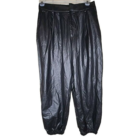 Banana Republic NWT Women's Black Vegan Leather Joggers Size 6 NEW t3 - Picture 1 of 8
